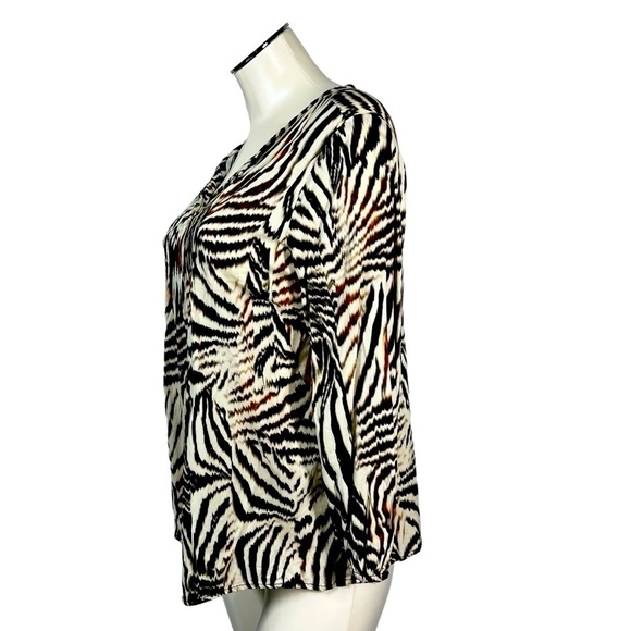 LIVERPOOL Los Angeles Animal Print V-neck Peasant Blouse Top Size M - Picture 6 of 16